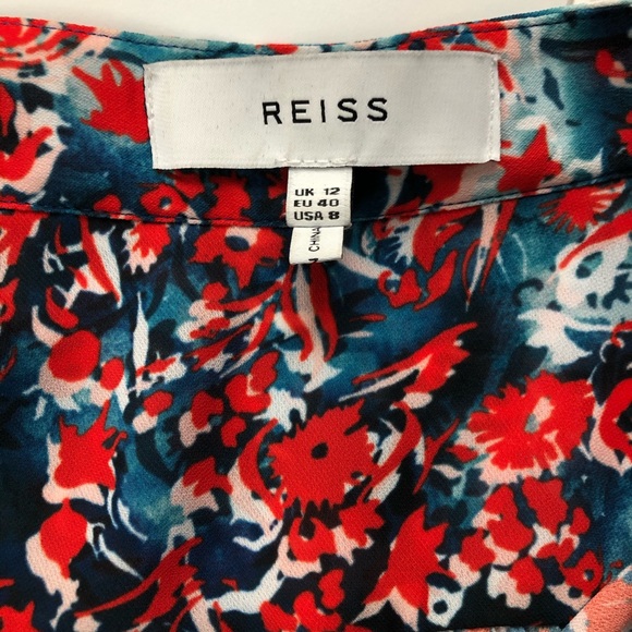 REISS Vali Ditsy Floral Print Dress Drop Waist Ruffle Hem Detail Sleeveless Sz 8 - Picture 10 of 15